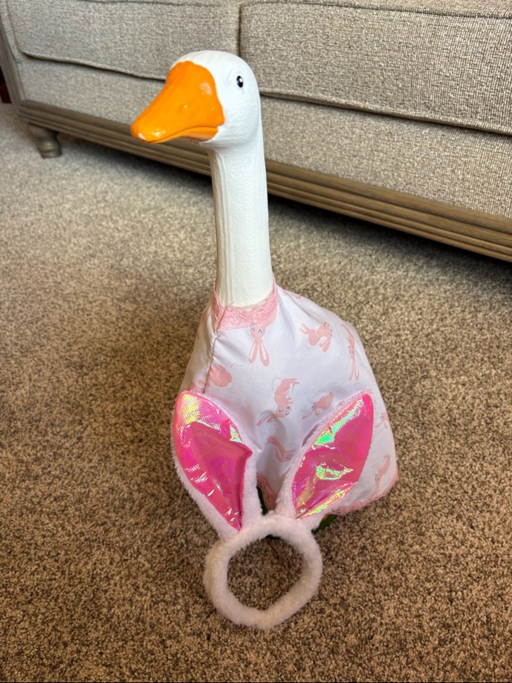 Porch goose dress with bunny ears